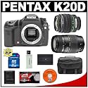 Pentax K20D Digital SLR Camera with 18-55mm f/3.5-5.6AL II SMC DA Zoom Lens + Tamron 70-300mm Lens + 16GB Card + D-LI50 Battery + Case + Cameta Bonus Accessory Kit